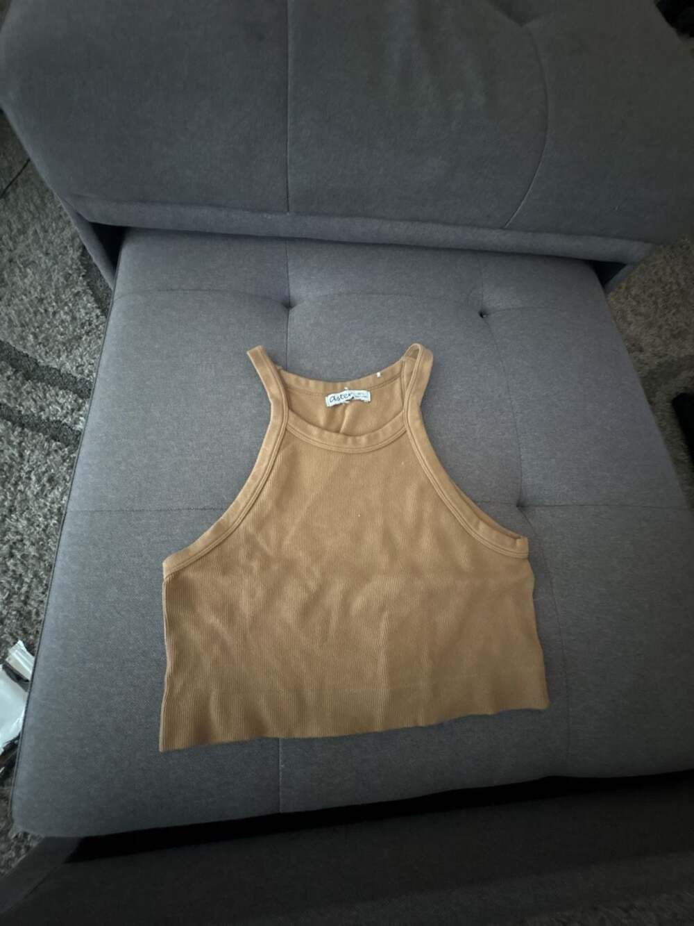 Aster Ribbed High-Neck Cropped Tank Top